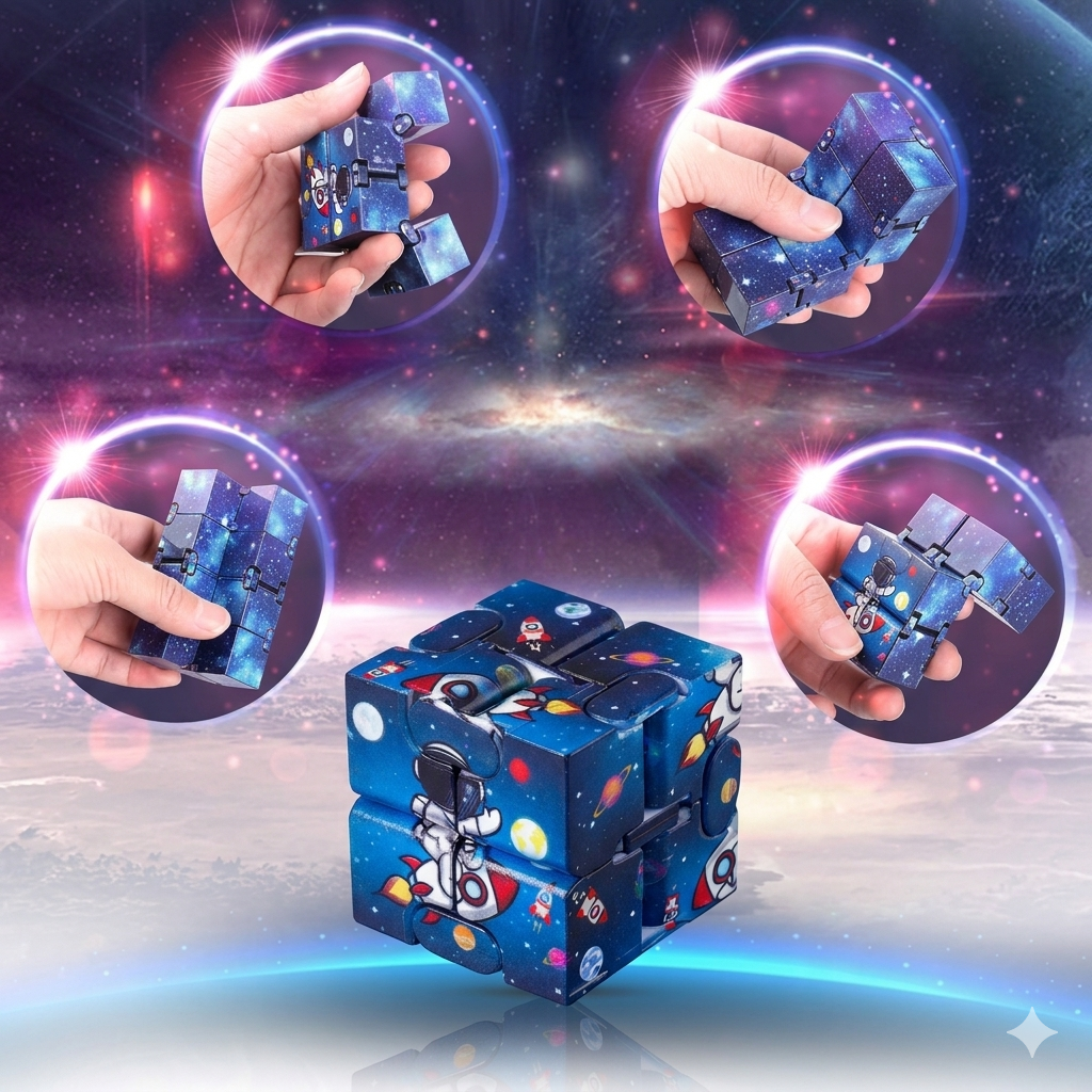 Brinquedo Cubo Infinito de Alta Resistência da Zem Kids, brinquedo fidget para foco, TDAH e alívio da ansiedade, imagem de relaxamento.