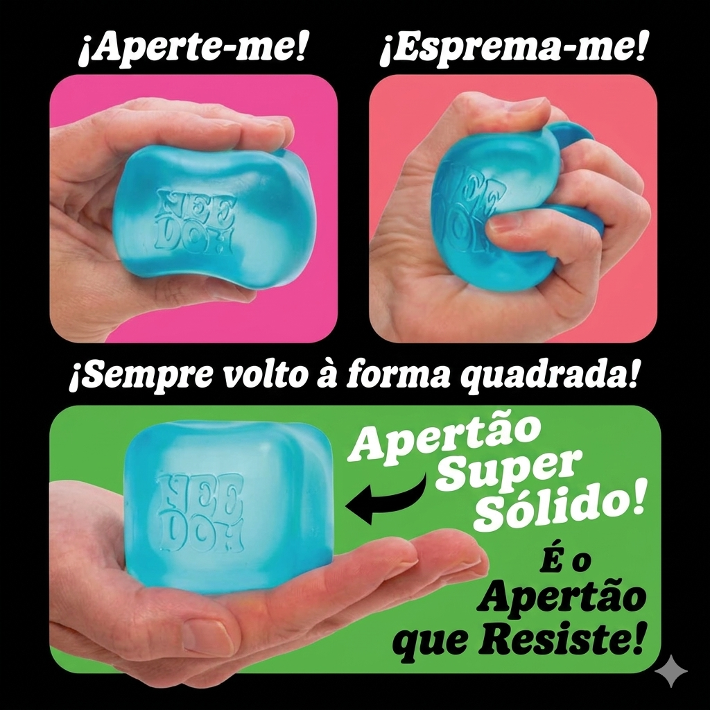 Brinquedo sensorial Nice Cube da Zem Kids, cubo maleável e antiestresse para foco, relaxamento e alívio da ansiedade.