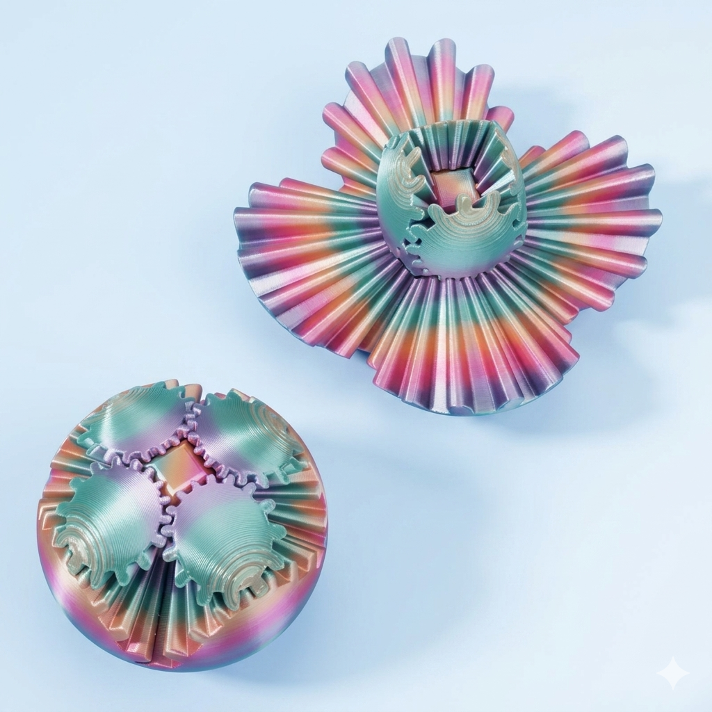 Bola de Engrenagem 3D Articulada: Fidget Toy Giratório e Anti-estresse