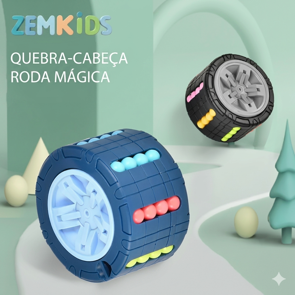 Cubo cilindro 3D mágico da Zem Kids, brinquedo sensorial Montessori com design giratório e efeito visual colorido para crianças