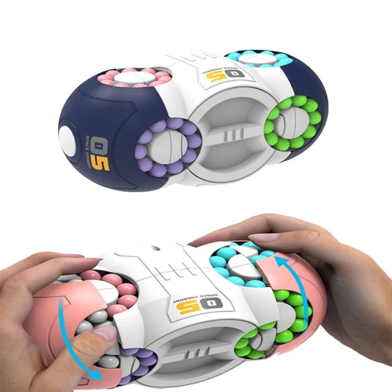 Giroscópio orbital de oito lados Zem Kids, brinquedo fidget sensorial anti-estresse com design inovador e movimento suave.