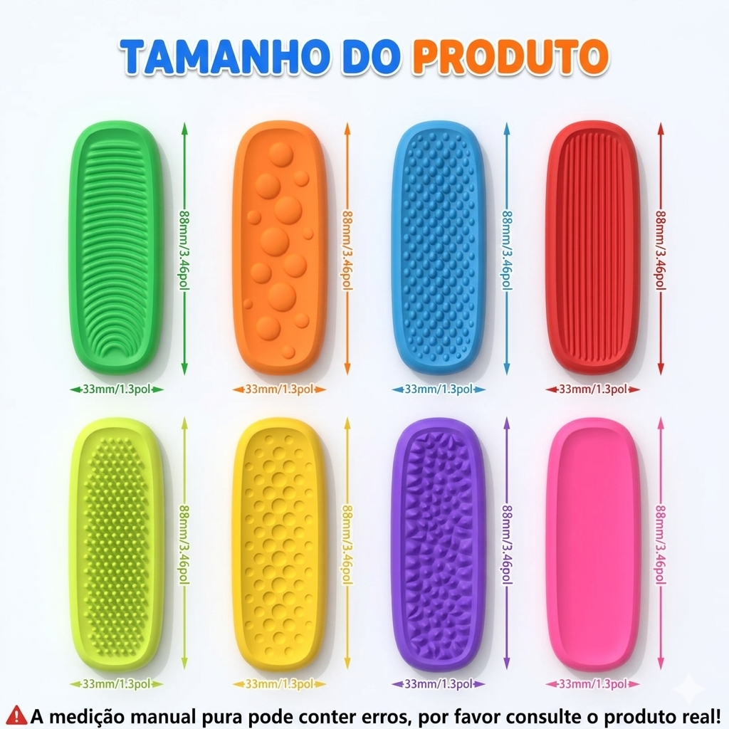 Kit com 8 plaquinhas sensoriais de silicone da Zem Kids, brinquedos calmantes para autismo e ansiedade.