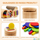 Brinquedo Montessori de Madeira Zem Kids 2 em 1, kit de classificação de cores e formas geométricas para crianças.