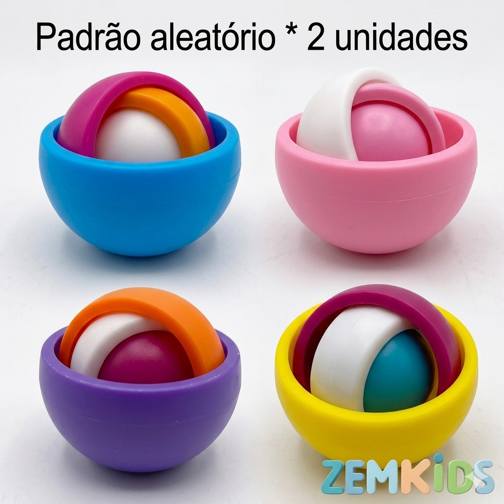 Giroscópio Fidget 3D sensorial da Zem Kids, brinquedo para aliviar ansiedade e TDAH, com esfera de foco.