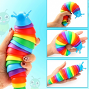 Lesma articulada sensorial Zem Kids, brinquedo fidget flexível de 18cm para estímulo ASMR e diversão sensorial.