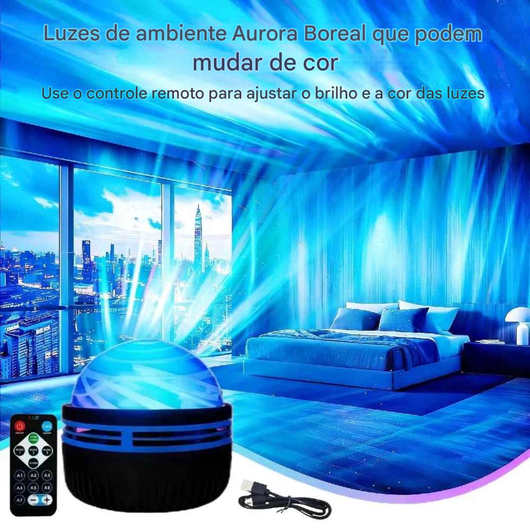 Luminária Projetora Aurora RGB – Abajur Inteligente e Projetor de Galáxia 2 em 1 - Zem Kids