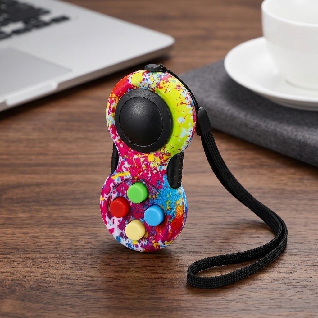 Controle Fidget Pad Retrô 8 Funções - Brinquedo Sensorial Antiestresse e Foco Zemkids