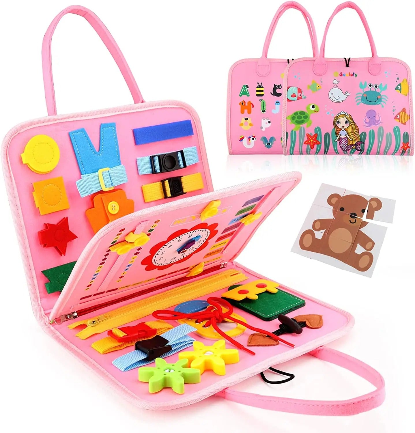 Maleta Sensorial Montessori Premium – 16 Atividades de Coordenação Motora e Vida Diária - Zem Kids