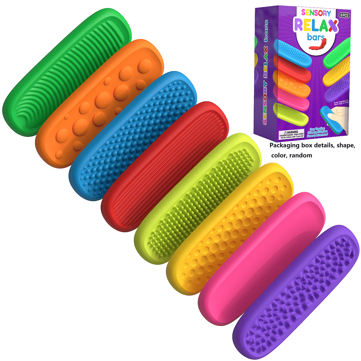 Kit com 8 plaquinhas sensoriais de silicone da Zem Kids, brinquedos fidget calmantes para autismo e ansiedade.