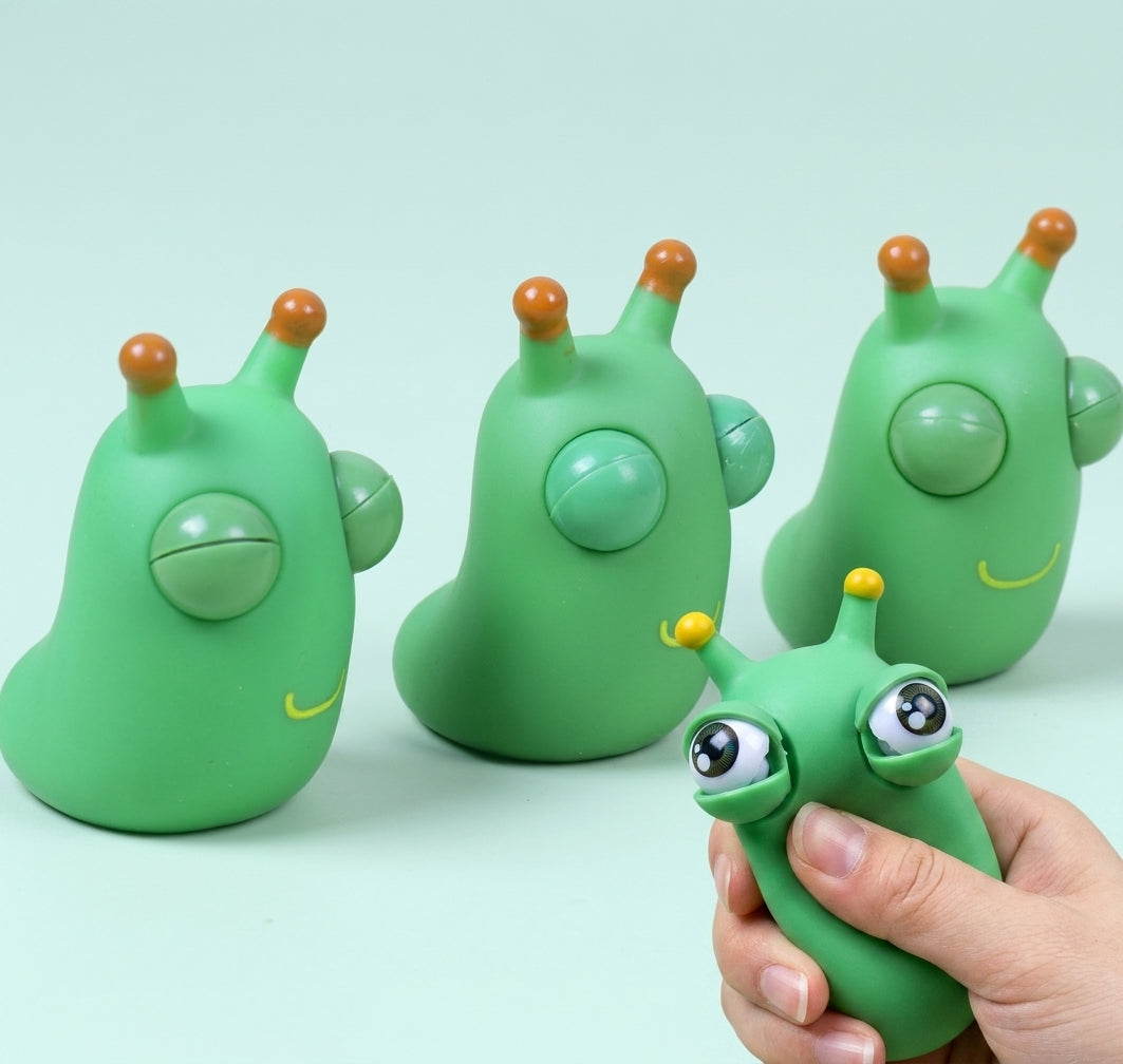 Brinquedos sensoriais Zem Kids, kit com 3 minhocas verdes de apertar e olhos saltadores para aliviar estresse e estimular sensorialmente