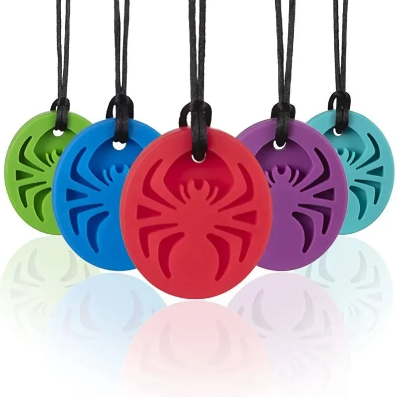 Colar Sensorial Circular Spider – Mordedor de Silicone para Foco e Alívio da Ansiedade - Zem Kids