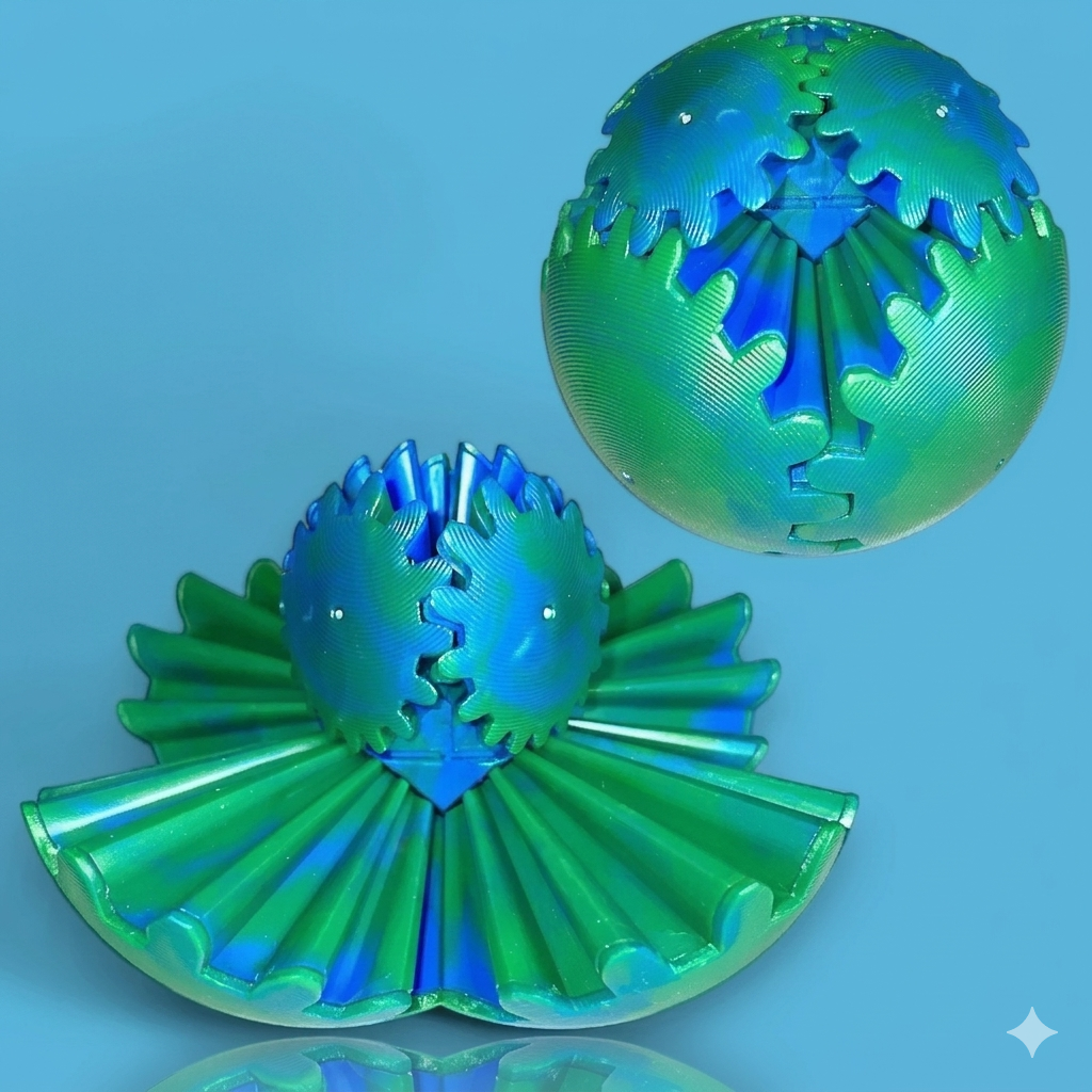 Bola de Engrenagem 3D Articulada: Fidget Toy Giratório e Anti-estresse