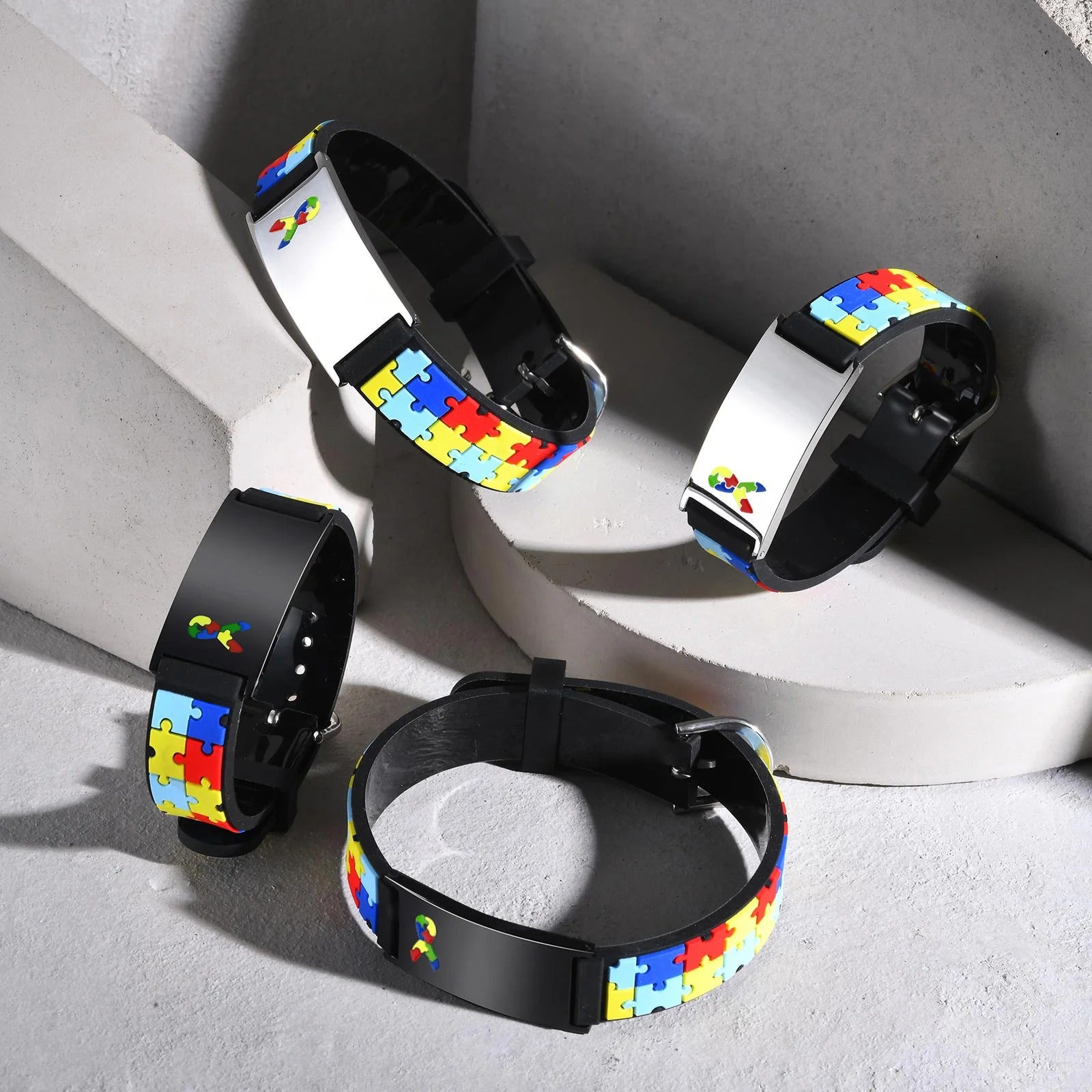 Pulseira de autismo Zem Kids, identificação de segurança ajustável com conscientização do autismo, personalizada e resistente.
