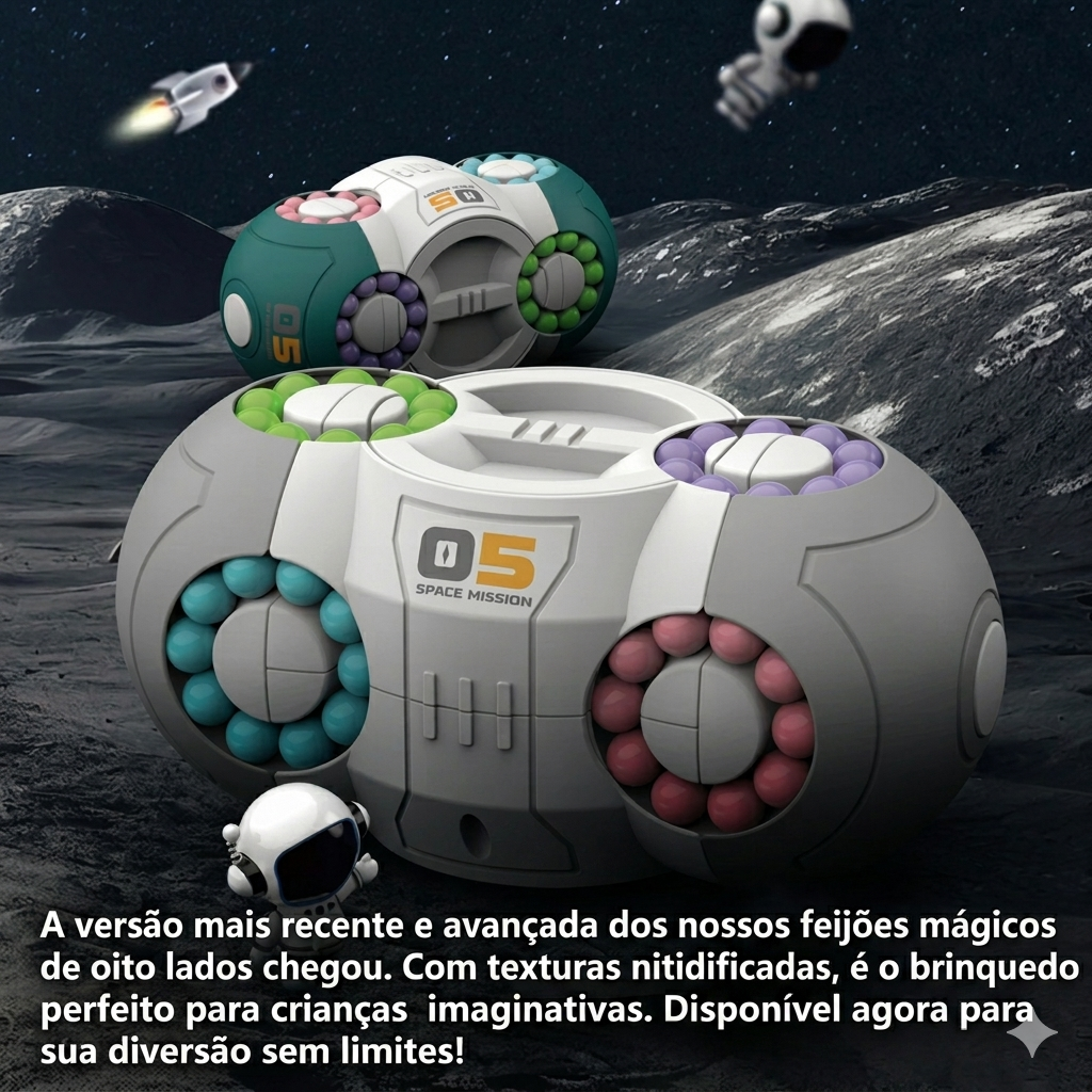 Giroscópio orbital de oito lados Zem Kids, brinquedo sensorial anti-estresse com contas e quebra-cabeça em forma de cubo mágico.
