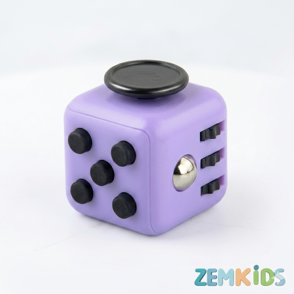 Cubo de regulação sensorial ZemKids, brinquedo antiestresse com várias texturas para estímulo infantil.