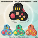 Brinquedo sensorial ZenCube 7-em-1 da Zem Kids, cubo azul antiestresse para alívio da ansiedade infantil, brinquedo sensorial infantil
